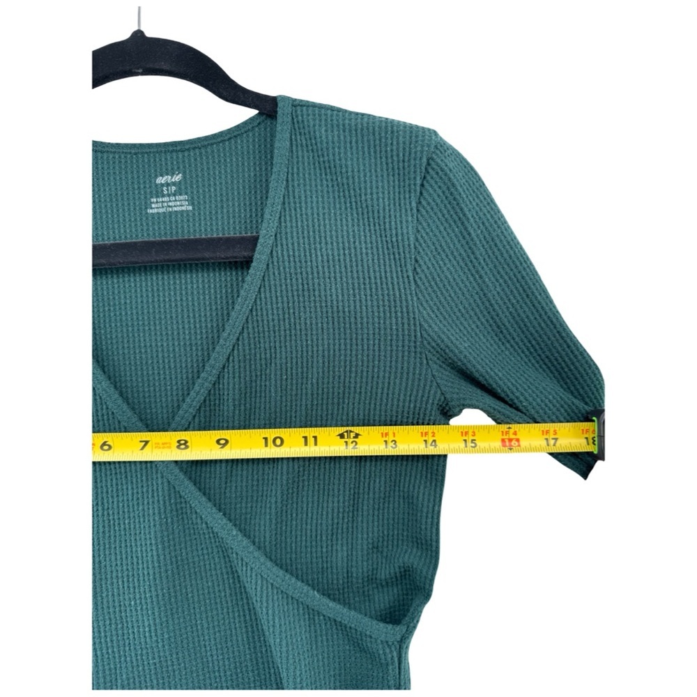 Aerie Dark Green Waffle Wrap Top - Picture 3 of 6
